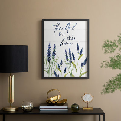 «Thankful for this Home», reproduction encadrée - bois massif