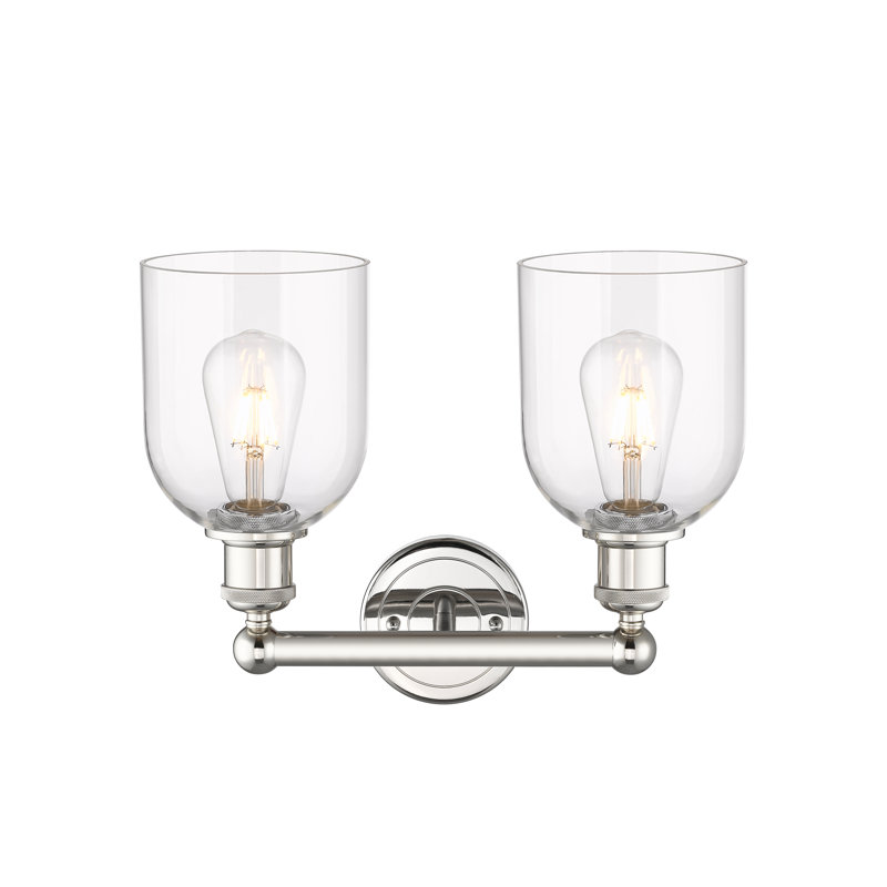 Éclairage pour meuble-lavabo à 2 lumières 15 po Edison Allysson, Transparent, Nickel poli