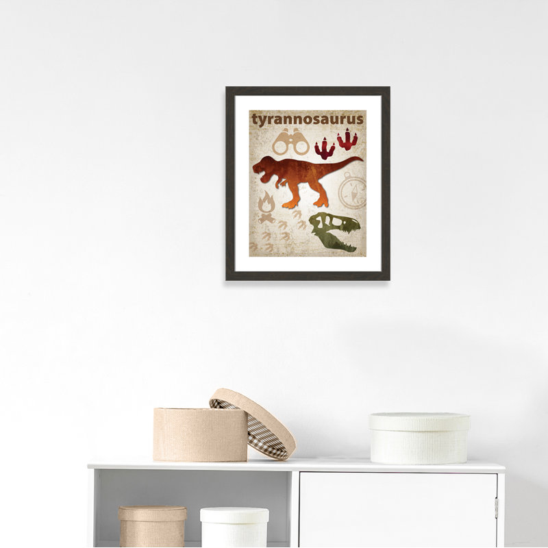 Adhésif décoratif dinosaures - 01 pi, H 26,5 po x l 22,5 po x P 0,625 po, Encadré plat à grain de bois noir