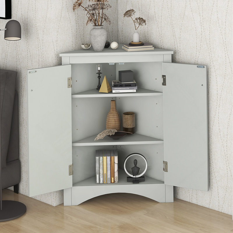 Triangle Storage Cabinet, Separate Bathroom Kitchen Cabinet, Gray