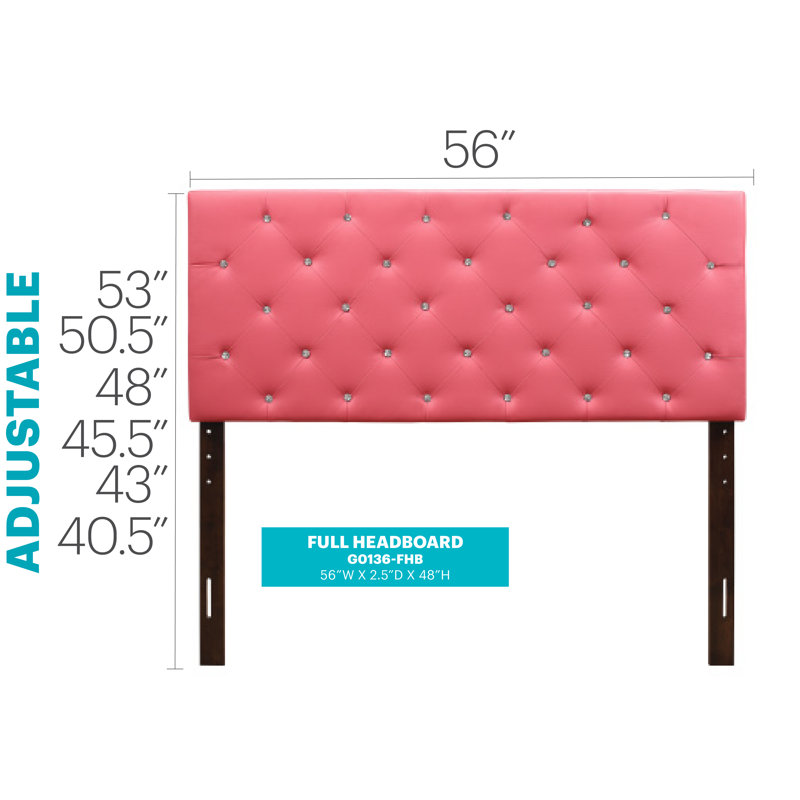 Upholstered Headboard, Full, Pink 2