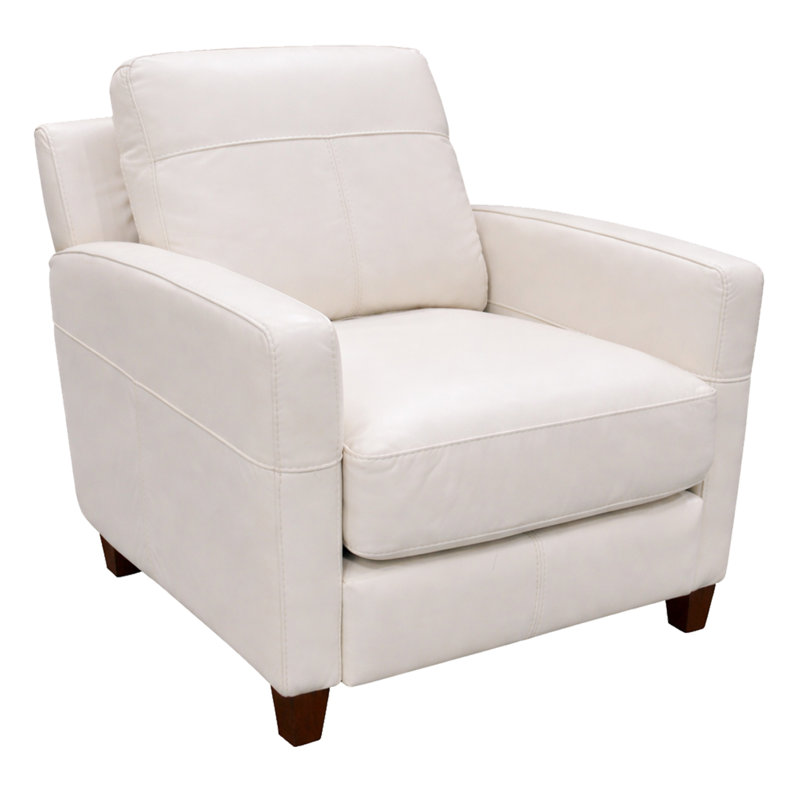 Fauteuil en cuir Archdale, Cuir véritable blanc, Chair