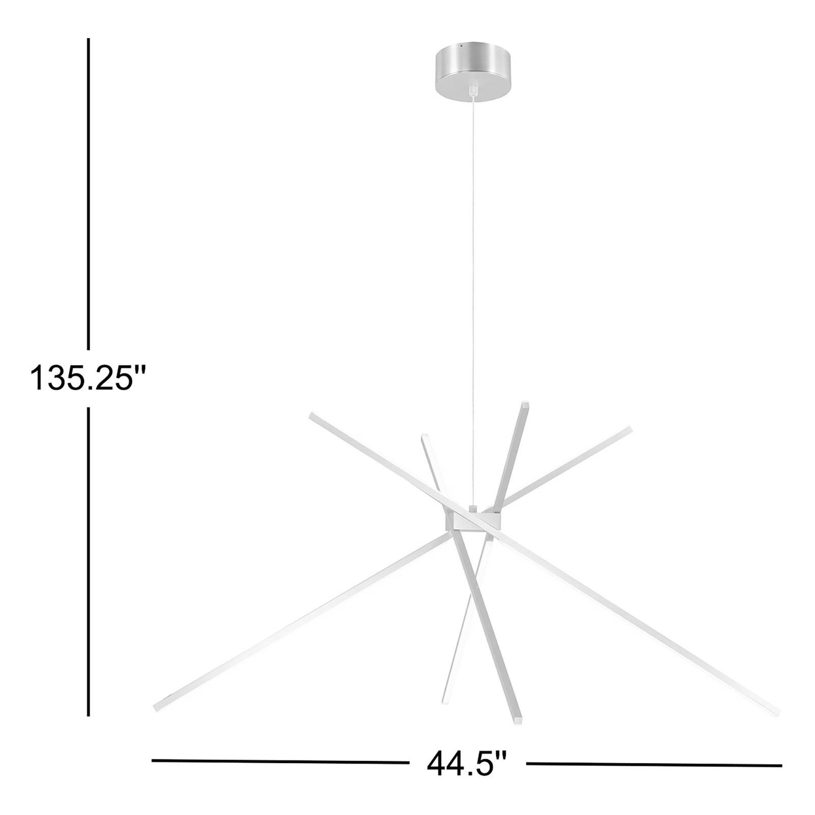 Replay 4 - Light Dimmable LED Sputnik Chandelier, Satin Aluminum