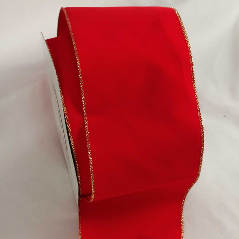 Ruban de velours, H 0,12 po x l 5 po x P 1800 po, Rouge/doré