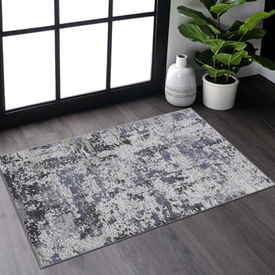 Tapis Loom & Grey 60 x 90 cm - Anti-peluches, résistant aux taches, idéal pour le salon, la chambre à coucher, la chambre d'enfant, la salle à manger ou la cuisine. Tapis pratique.