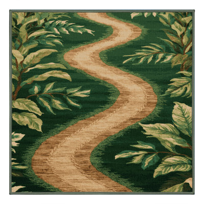 Machine Washable Nature Green Area Rug