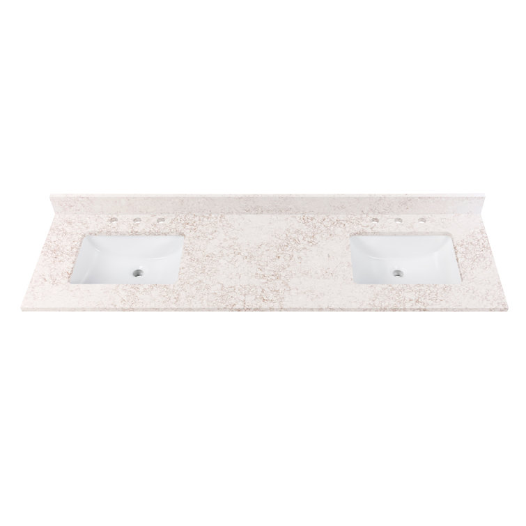 73'' Quartz Double Bathroom Vanity Top with Sink