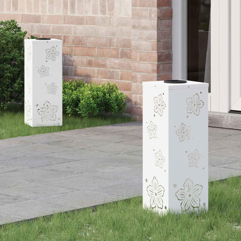 Solar Powered Steel Pathway Light, 50cm H x 18cm W x 18cm D, White
