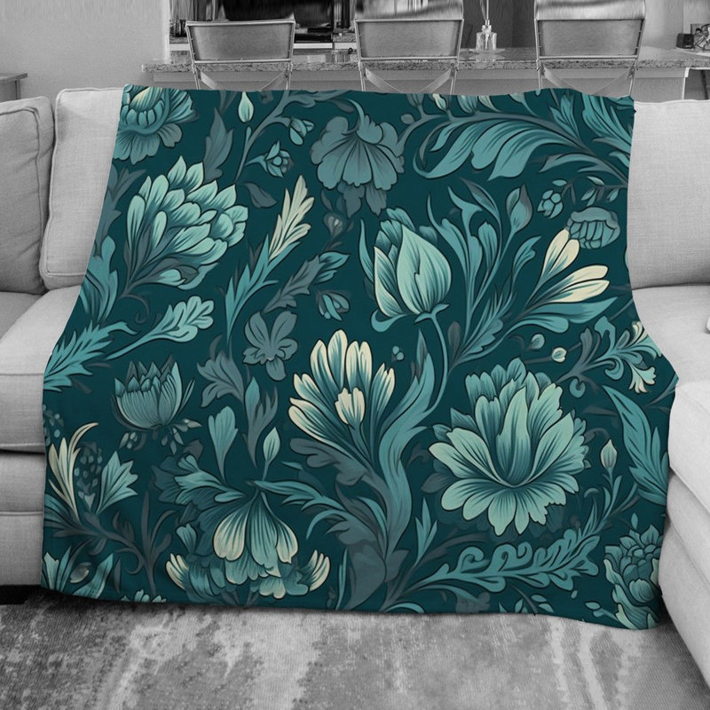 Botanical Machine Printed Throw Blanket, 68" W x 80" L
