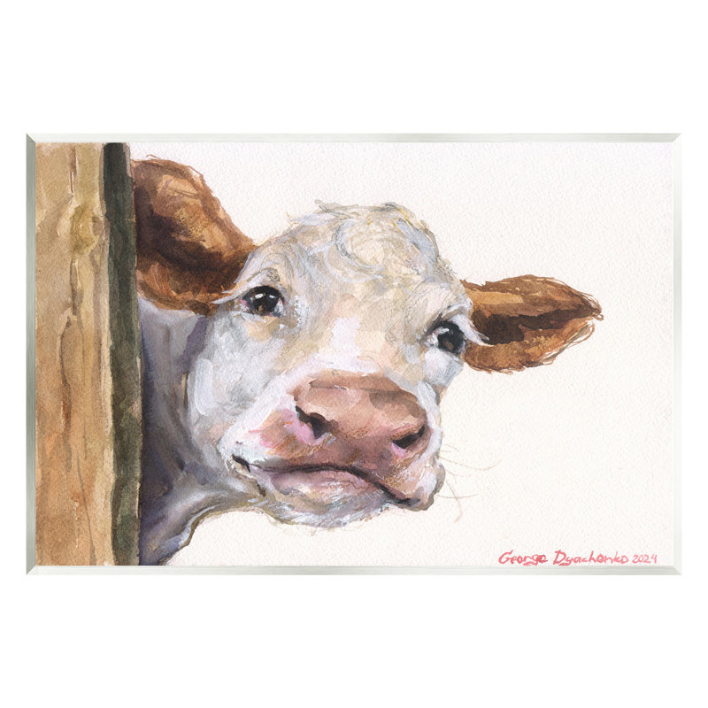 "Peeking Bovins & Fence" par GeorgeDyachenkoArt, H 10 po x l 15 po