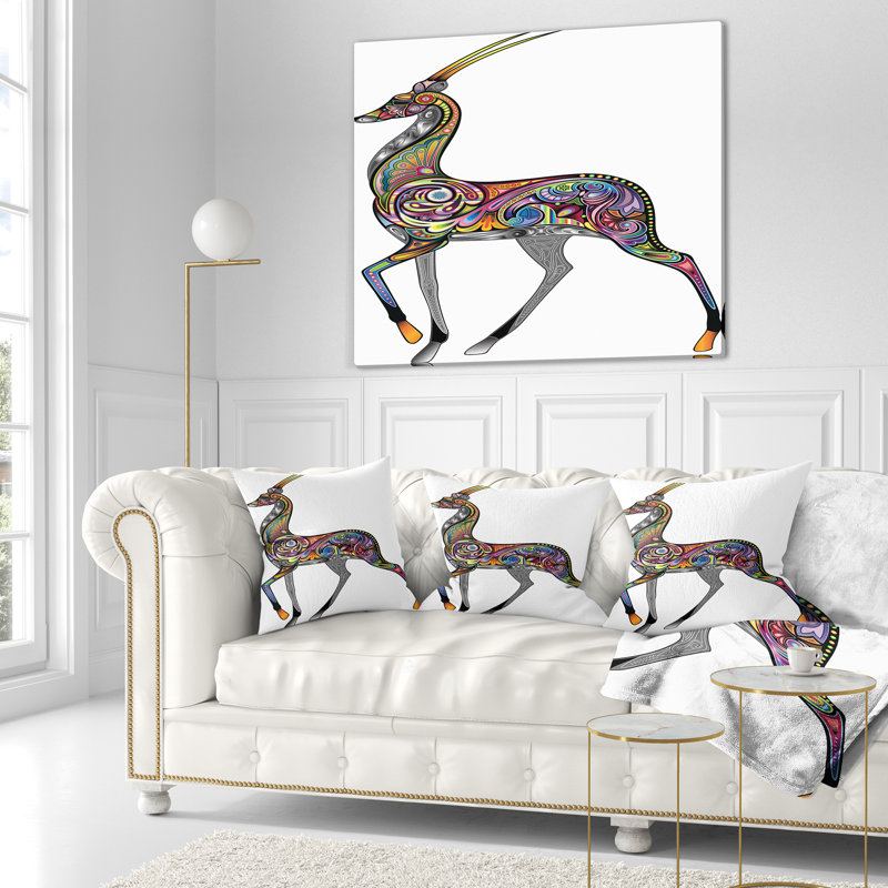 Coussin décoratif antilope à couleur animale, 16 po x 1 po, Coussin décoratif