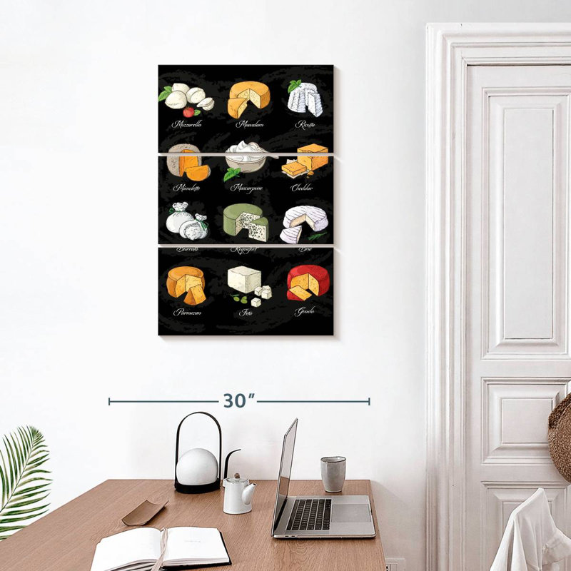 Tableau des types de fromage Yarlin, H 32 po x l 20 po