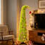 Arbre de Noël artificiel Grinch de 5 pi avec lumières à DEL chaudes, arbre de Noël courbé à dessus incurvé pliable, ornements de bonbons en papier menthe poivrée pré-décorés, décorations de fêtes intérieures à piles (piles non incluses)