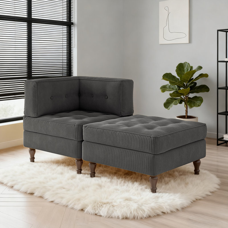 Upholstered Chaise Lounge, Grey