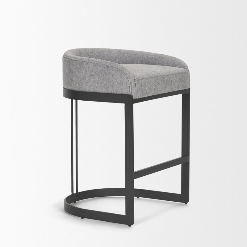 Tabouret de bar et de comptoir Bradley, Tabouret de comptoir (assise de 24,75 po de hauteu, Tissu performance gris clair
