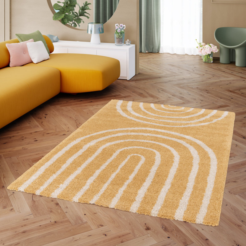 Amitai Geometric Shag Area Rug, Rectangle 80 x 150 cm