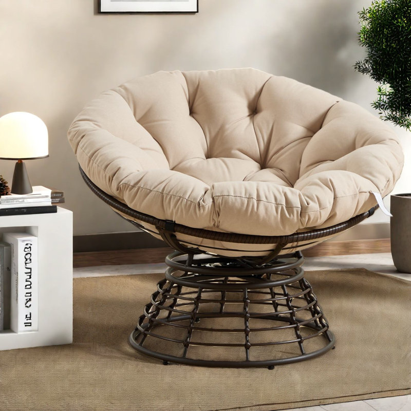 Fauteuil d'appoint moderne et ergonomique avec pivot en acier à 360 °, style intérieur / extérieur