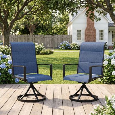 360°Swivel Padded Textilene Patio Chair