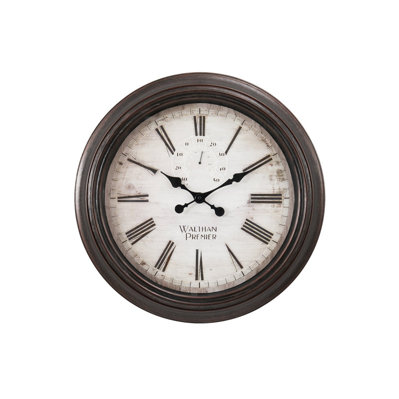 Clocks, 20" Round, Wall Clock, Brown, Transitional