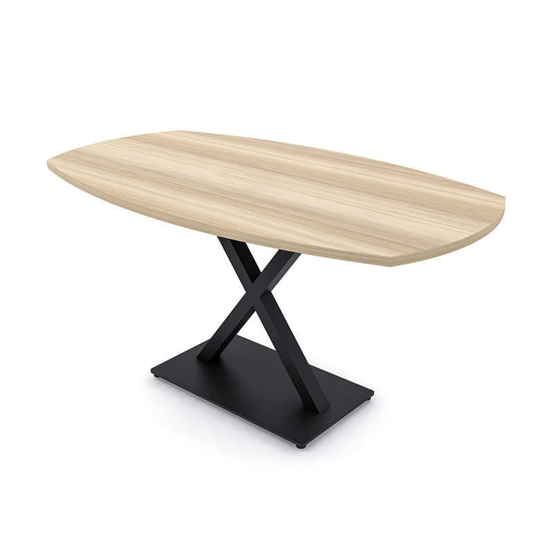 Table de conférence Pavert, Noir mat, Blond blond cendré, H 30 po x l 60 po x P 36 po