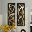 Décoration murale abstraite dimensionnelle en métal avec support en bois noir-2043270854