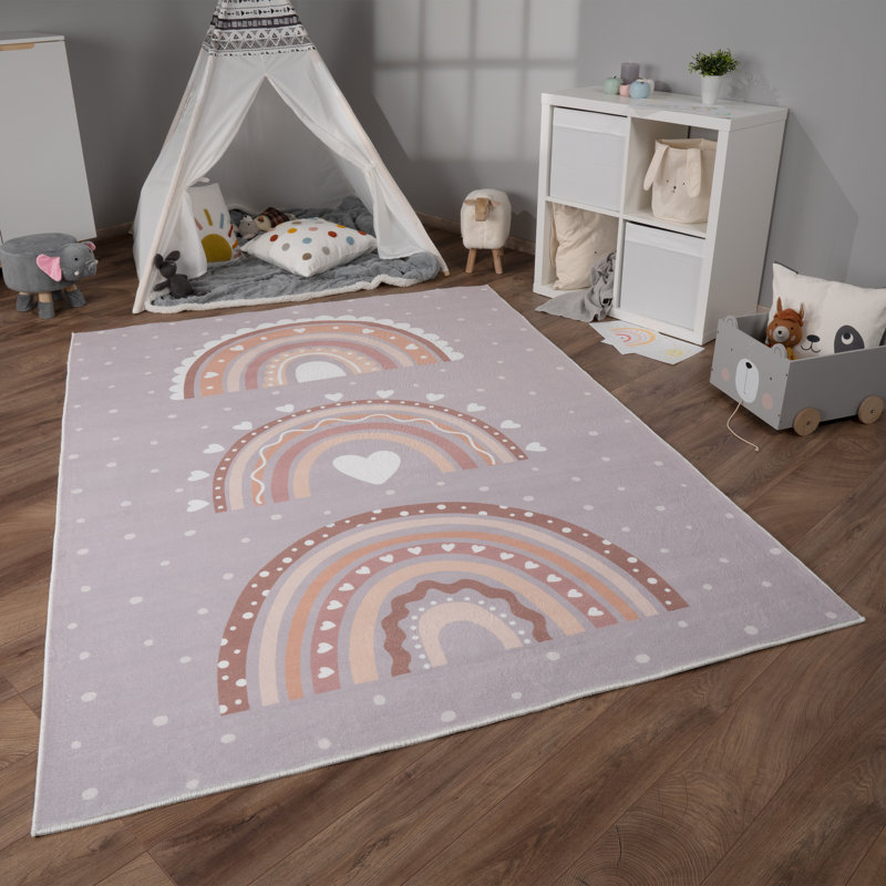 Saer Area Rug, Grey/Brown/Blue, Round 160cm