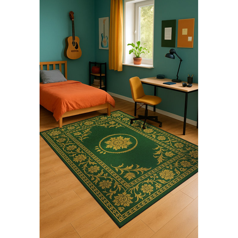 Tapis tissé orange traditionnel Mosso, 3'11" x 5'11"