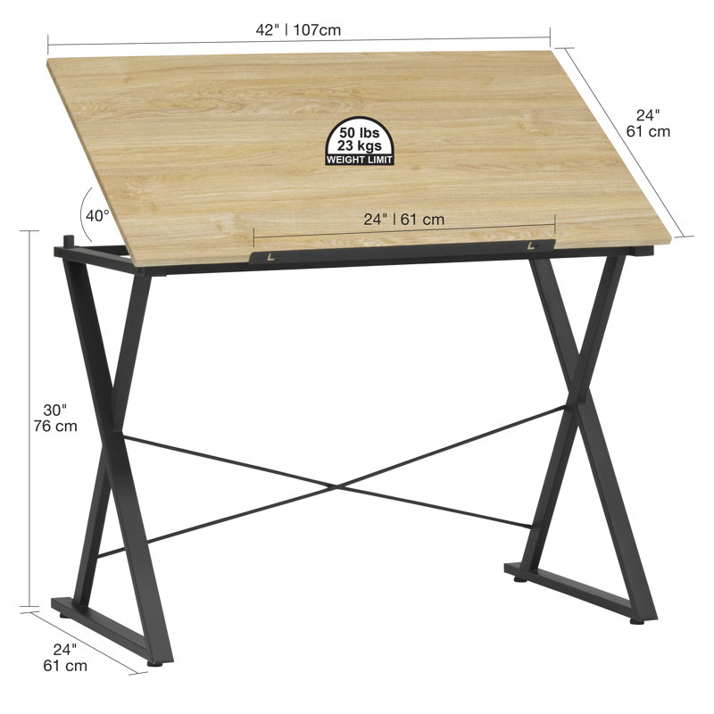 Crick Adjustable Drafting Table, Wood