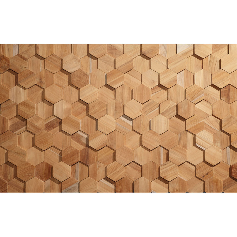 UltraWood Teak Hexagon Natural Jointless Wall Paneling