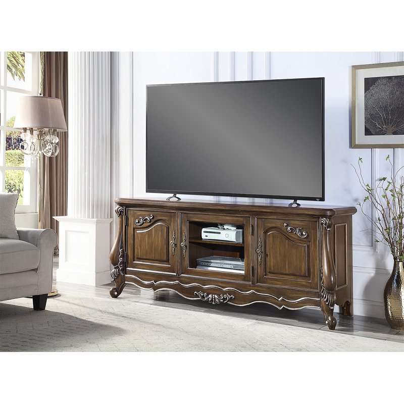 Latisha Antique Oak 121" Entertainment Center with Glass Doors