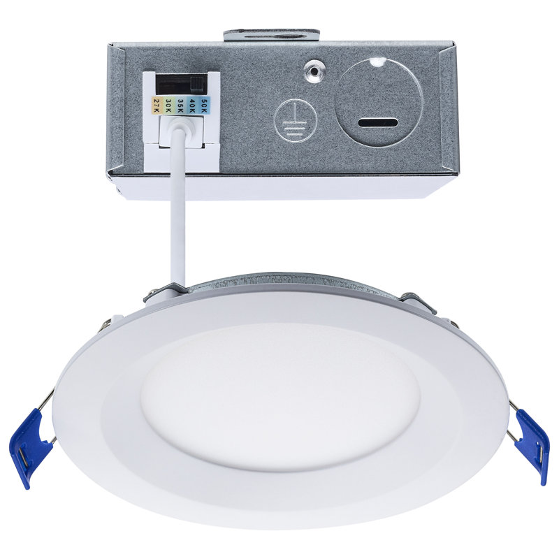 10 watts DEL directe fil Downlight SlimFit déflecteur lisse 4 pouces CCT sélectionnable ronde télécommande blanche finition