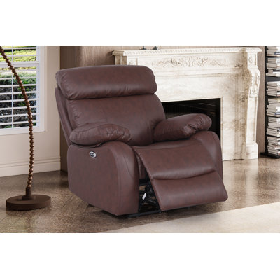 Avrielle 40.15" Wide Faux Leather Power Standard Recliner