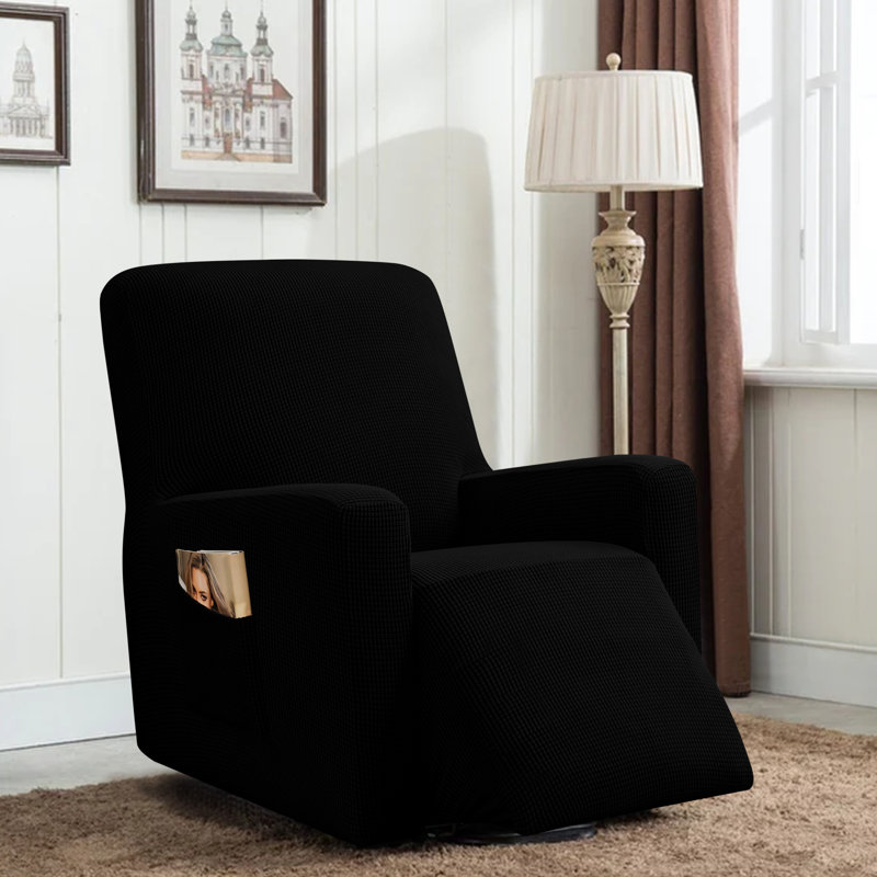 Housse pour fauteuil inclinable à coussins carrés/rectangulaires, Mélange de polyester noir