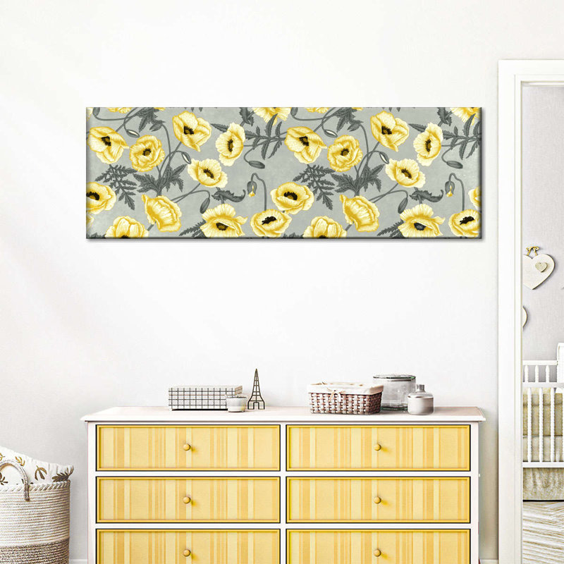 «Yellow Poppy Vines» sur impression sur toile, H 8 po x l 24 po x P 1 po