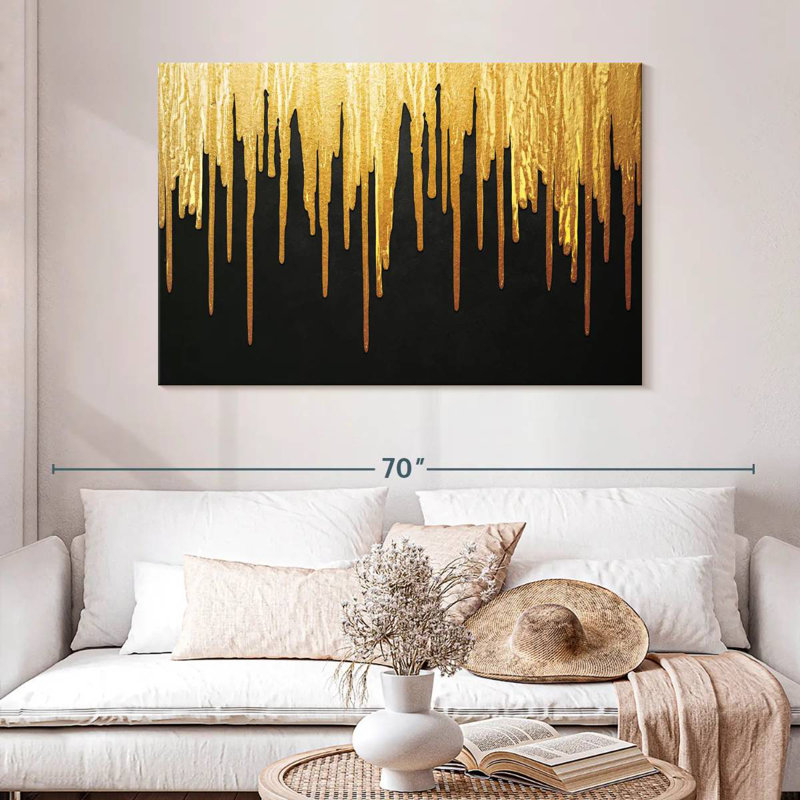 Avery Gold Paint Drip, 32" H x 48" W