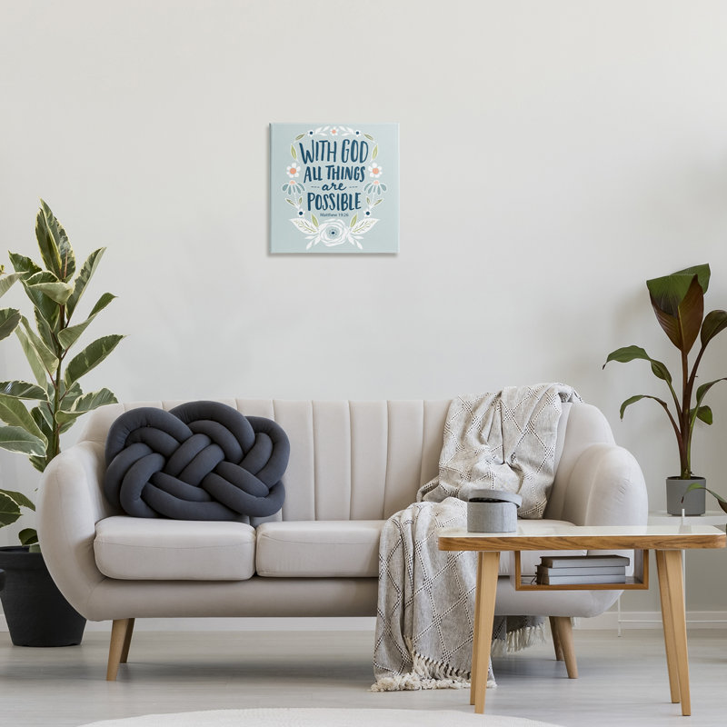 «All Things possible Verse», art mural sur toile par Blue Chair Blessing, H 17 po x l 17 po