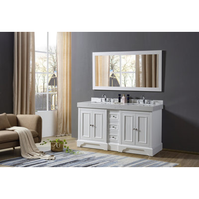 Eirwen 60 " W Freestanding Standard Free Standing 2 Double Vanity Bathroom Vanity With Cultured Marble Top