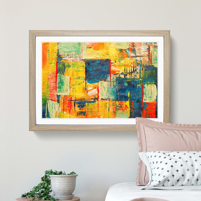 Abstract Art Painting Vol.302 by S.Johnson - Picture Frame Painting Print, Oak Framed, 48cm H x 65cm W x 2cm D