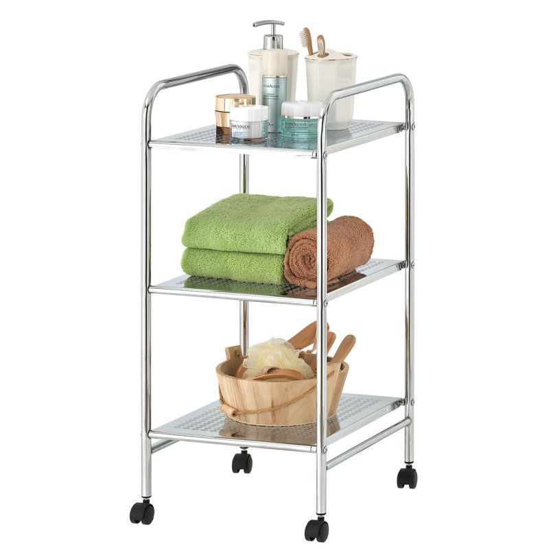 Patchell 12.4'' W 3 Tier Steel Shelving Unit Rolling Cart Storage Rack with Wheels