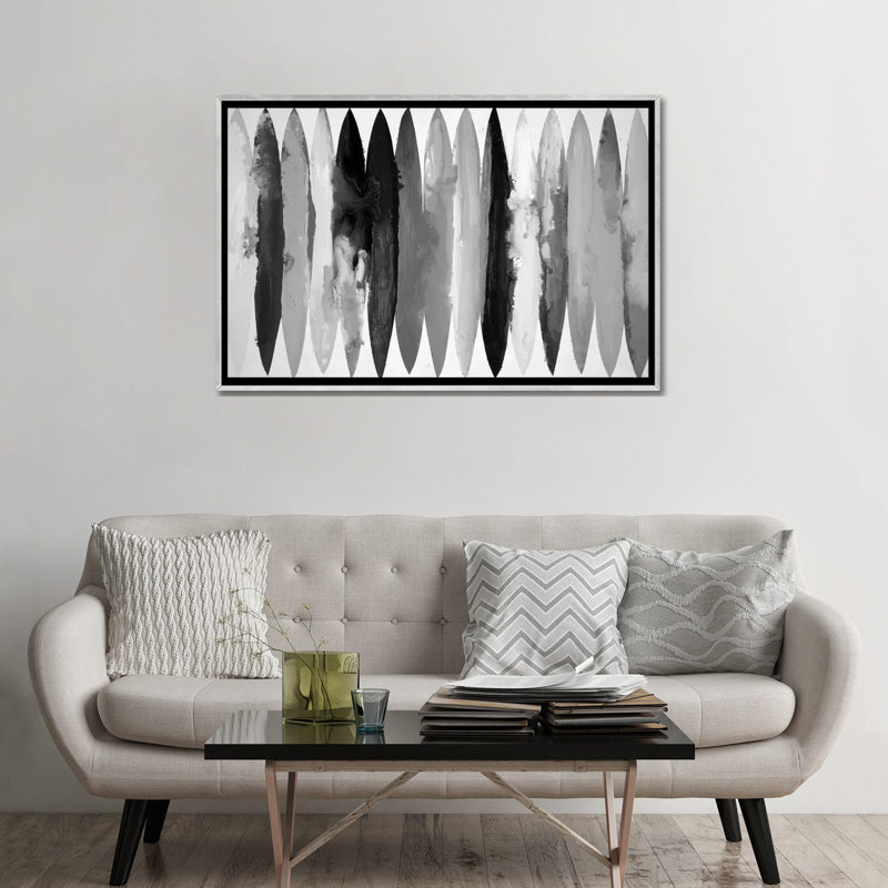 Équilibre - noir et blanc 6 pièces, Cadre flottant blanc, H 18 po x l 26 po