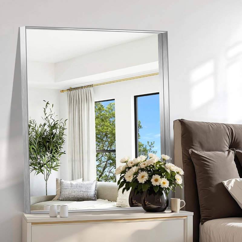 Miroir de salle de bain Silver, Argent argent, 36 po x 30 po, Rectangulaire
