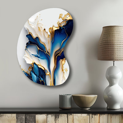 Breccia - Unique Shape Abstract Marble Metal Wall Art, Asymmetrical Metal Wall Sculpture Print
