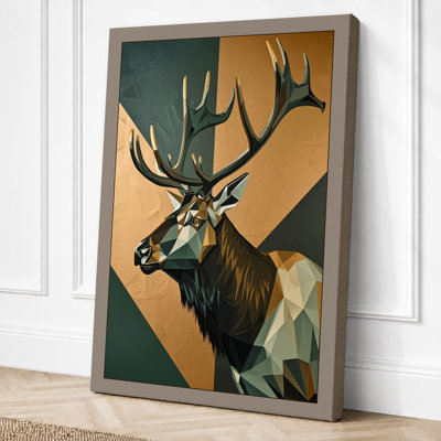 Geometric Deer Head Modern - Wrapped Canvas