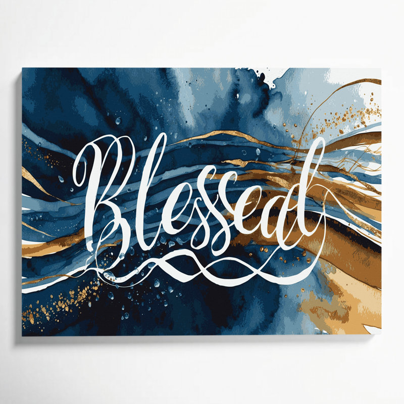 «Thanksgiving Blessed Script Designs», art mural sur toile grise, H 20 po x l 24 po