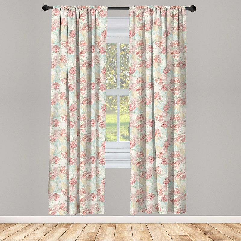 Floral Semi-Sheer Rod Pocket Curtain Panels, 28" x 84"