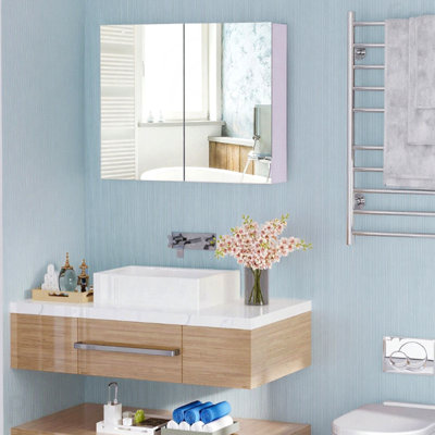 Double Door Wall-Mounted Bathroom Accent Mirror