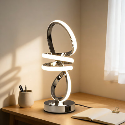 Modern Spiral LED Table Lamp With RGB Color Changing, Touch Dimmable, 10 Light Modes, And USB/Type-C Charging Port For Bedroom And Living Room