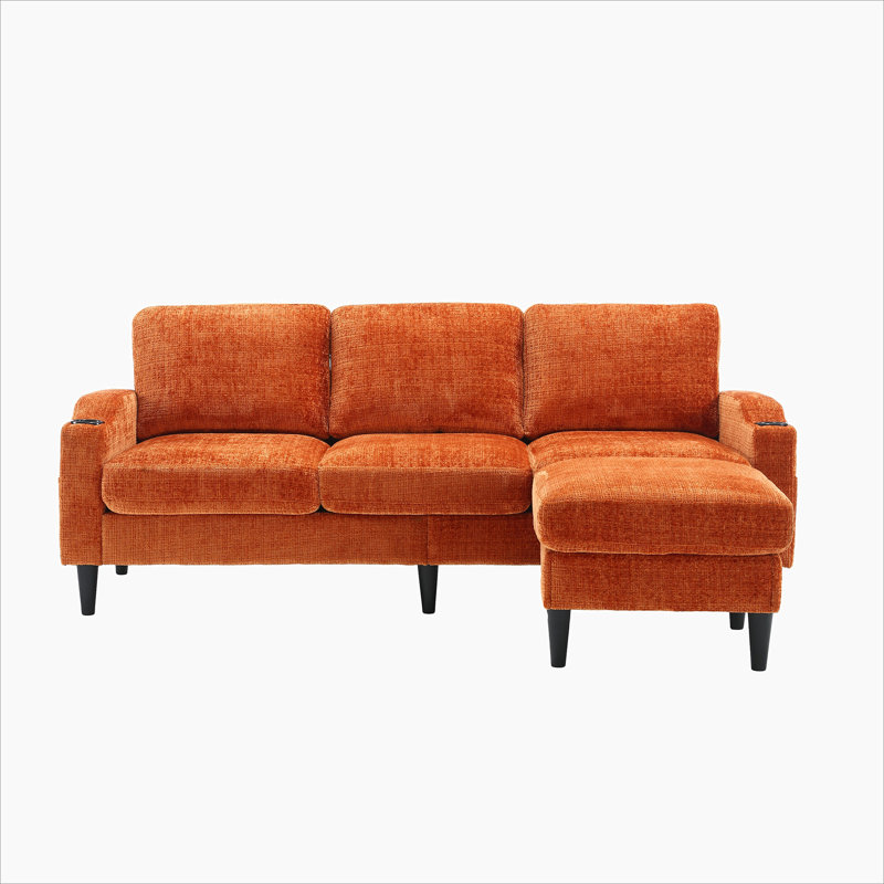 storage sofa /Living room sofa cozy sectional  sofa, Orange Polyester
