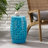 12" Accent Side Table, Cylindrical Design End Table for Living Room, Family Room, or Entryway, Industrial Style,Coffee Side Tables for Indoor Outdoor, Blue Color-365975119