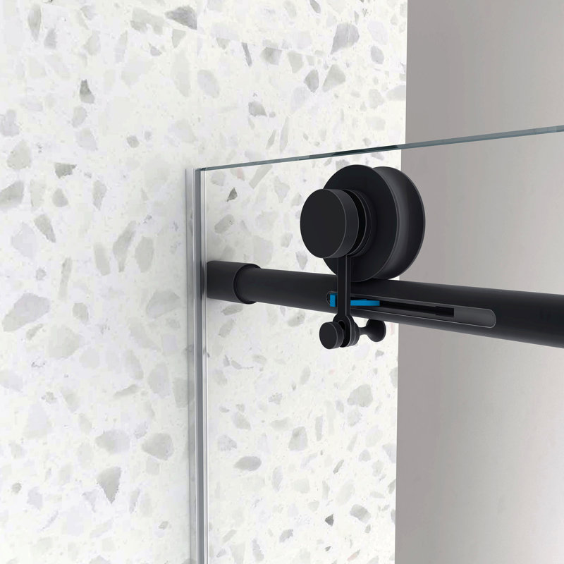 5476 Frameless One Fixed And One Shifted Shower Door, 70Mm 304 Stainless Steel Large Pulleys With Adjustable Soft Closing Function